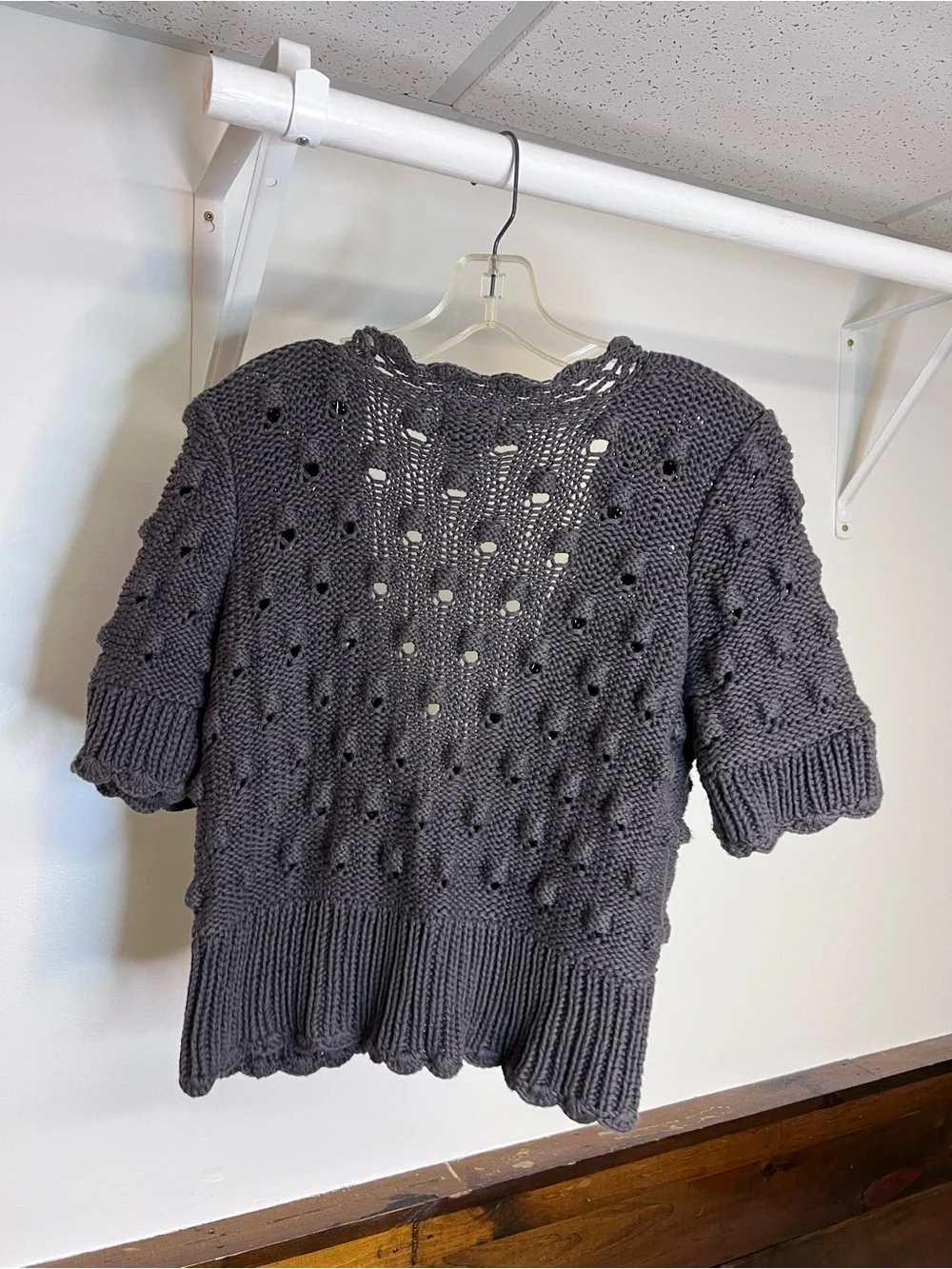 Pure Handknit by Fresh Produce Gray Sweater Shrug- M